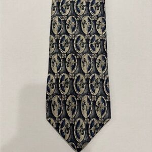 Bill Blass Navy and Silver Oblong Patterned Tie